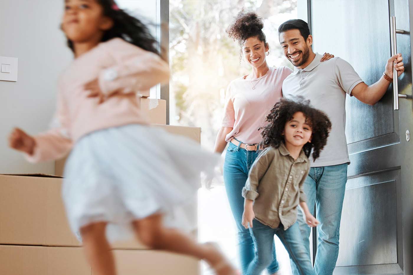 A happy family at home after a clean